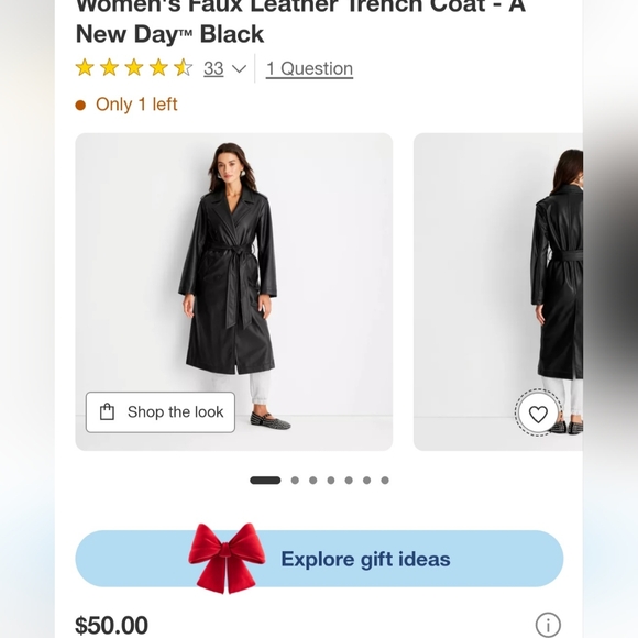 NWT Faux Leather Trench coat sz Large - Picture 3 of 6